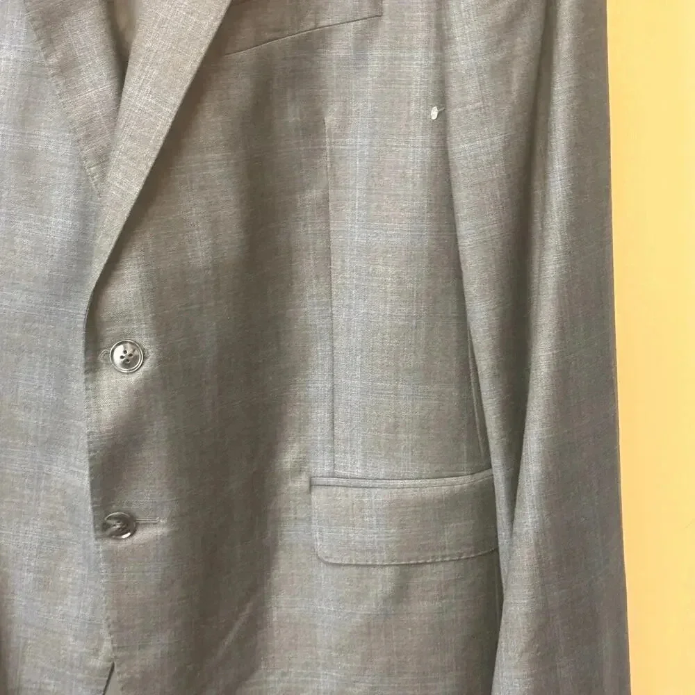 New Peter Millar Mens Custom Suit Sports Coat Jacket 100% Wool Blue‎ Gray Plaid